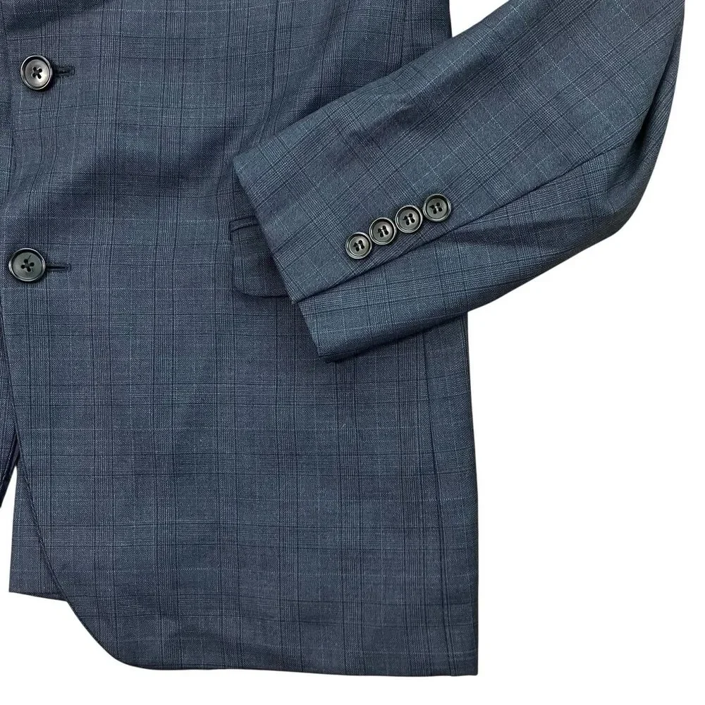 Brooks Brothers Mens 39R Blue Wool Blazer Sport Coat‎ Windowpane Saxxon 1818 USA